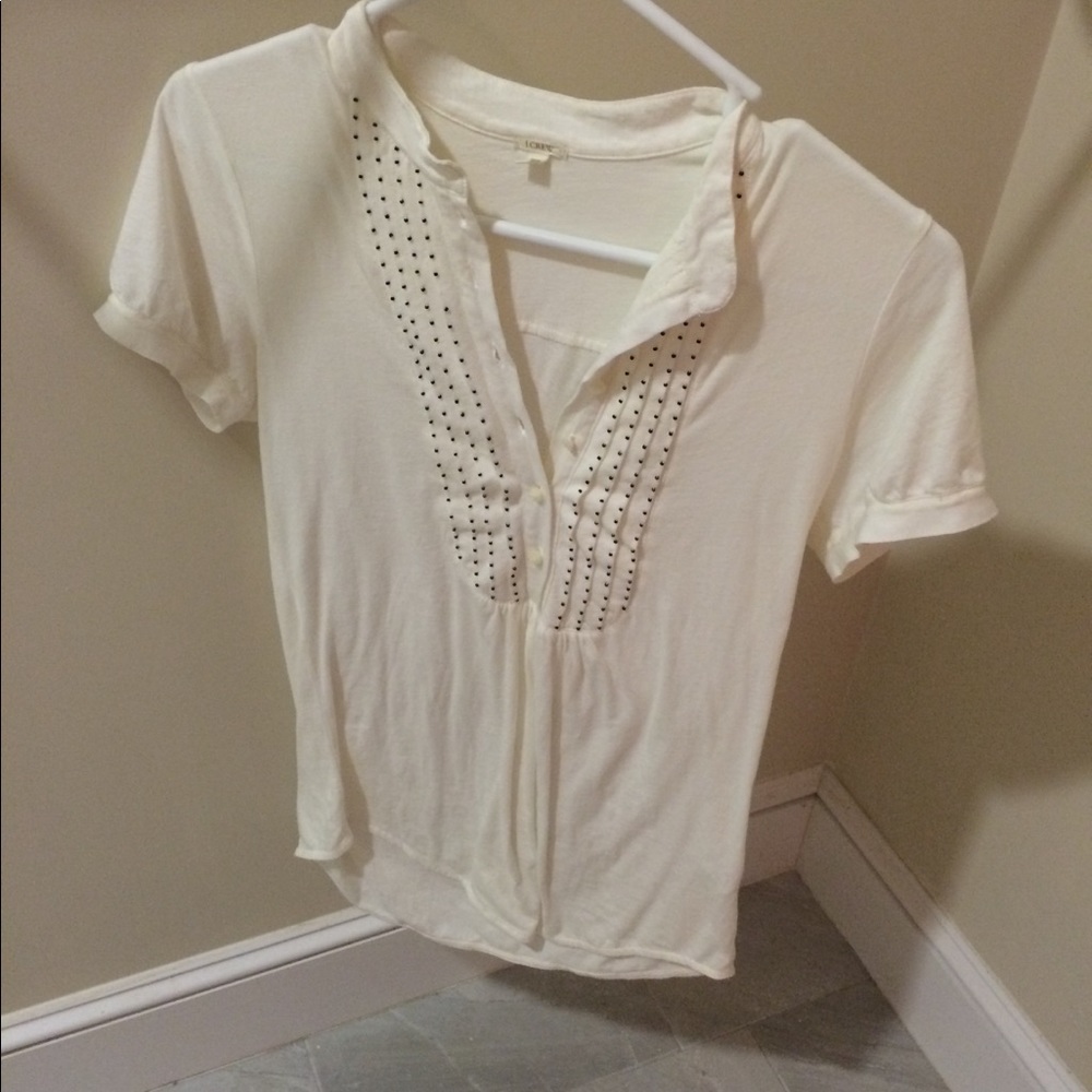 J. CREW Beaded White Shirt Small